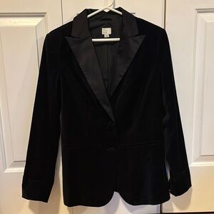 Black Velvet Blazer with Satin Lapel - Women's Jacket